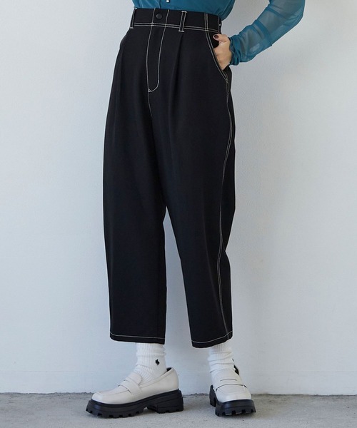 パンツ 配色ステッチイージーサルエルパンツ レディース : ZOZOTOWN