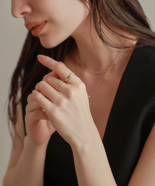 COCOSHNIK（ココシュニック） 指輪 リング K10ダイヤモンド ハーフ