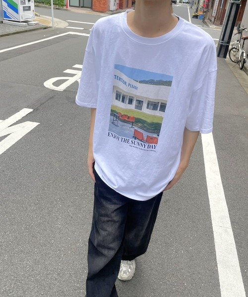 水色 Tシャツ 山のグラフィック 山の駅限定カラー】志賀高原スノーモンキーT シャツ（ヘイジー