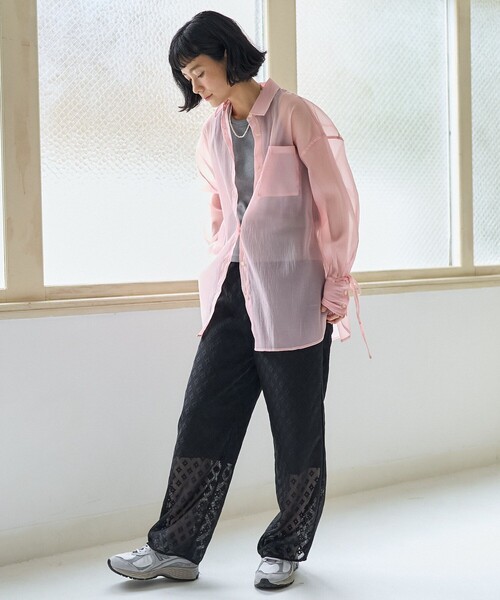 FREAK'S STORE パンツ フラワーメッシュパンツ/イージーパンツ