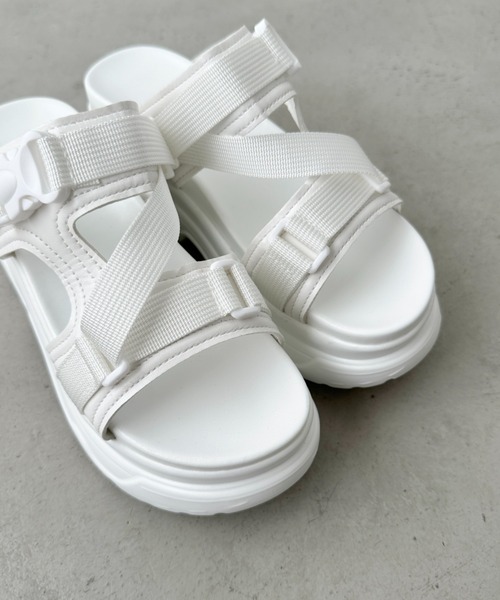 CLEA サンダル クロスストラップ厚底スポーツサンダル レディース