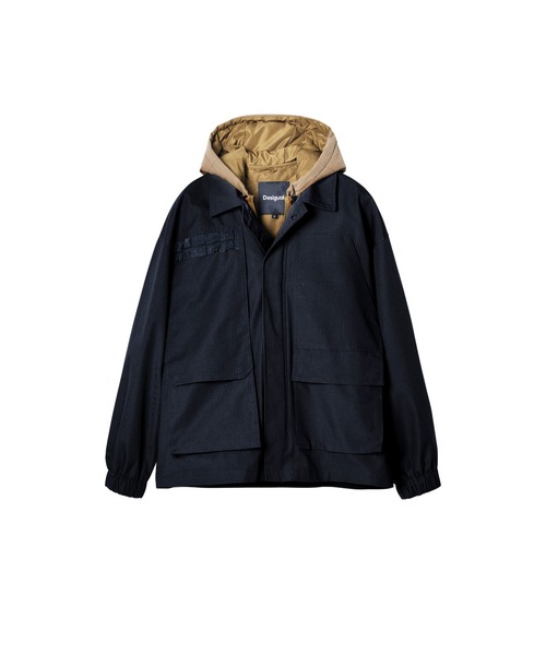 【値下げ】Desigual デシグアル　フード付き黒モッズコート　XL Desigual（デシグアル） モッズコート コート ミッキー＆ミニーマウス