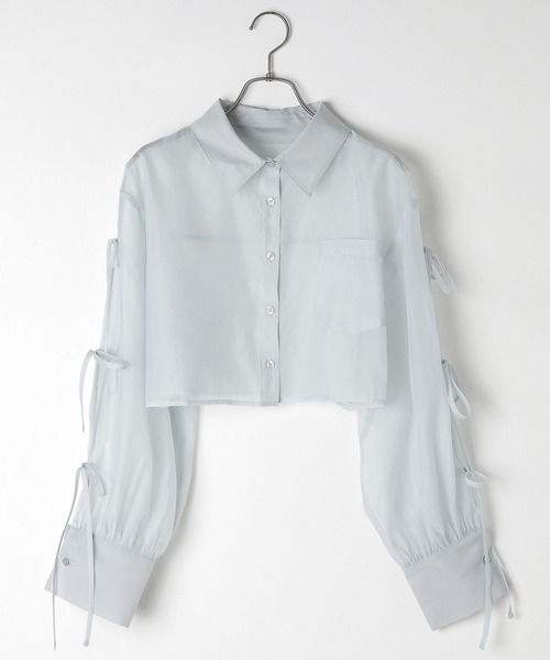 Heather ブラウス シャツ 袖リボンシアーシャツ 137977