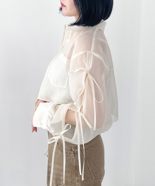MiMi2000ページ Heather ブラウス シャツ 袖リボンシアーシャツ 137977