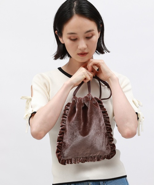 LAKOLE ショルダーバッグ バッグ ベロアフリル巾着バッグ