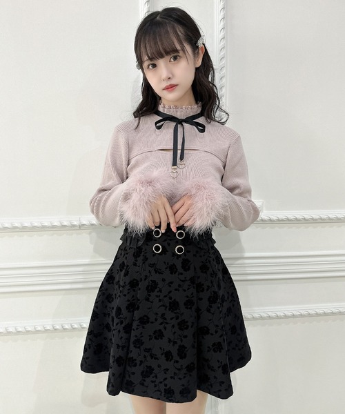 クチュールバイロジータ スカート 花柄フロッキーフレアスカート