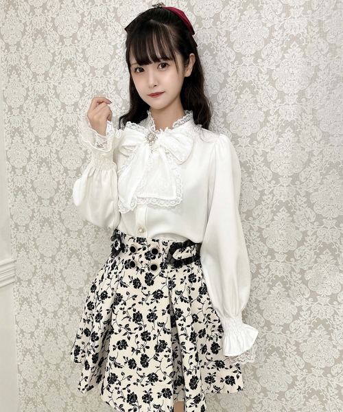 クチュールバイロジータ スカート 花柄フロッキーフレアスカート