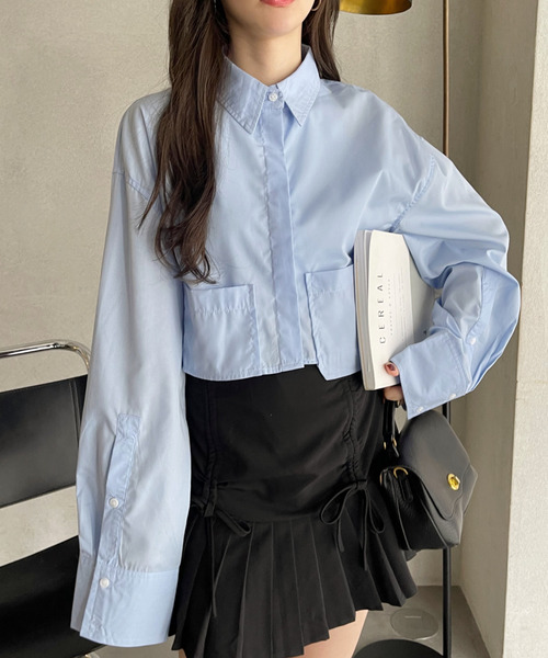 ブラウス シャツ Sustainableレイヤードクロップドシャツ レディース Sustainableレイヤードクロップドシャツ（シャツ/ブラウス