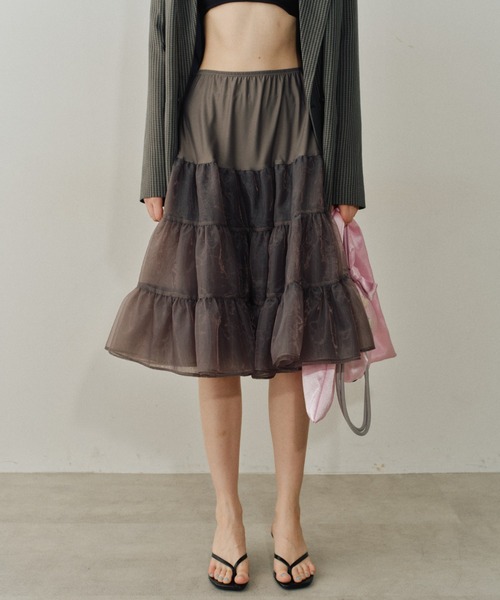 ミニスカート s/e/o : 24FW / RAW EDGE TUTU SKIRT (OATMEAL) Twiggy skirt | Gajess