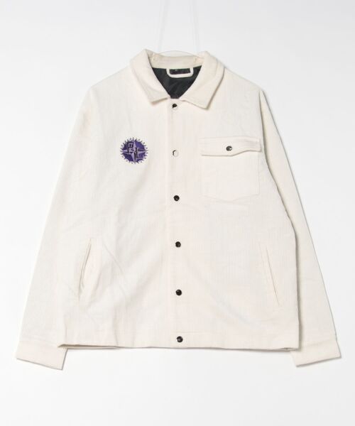 ジャケット・アウター EXPRESS Leather collar corduroy jacket セール】Collar corduroy switching work check jacket / 襟