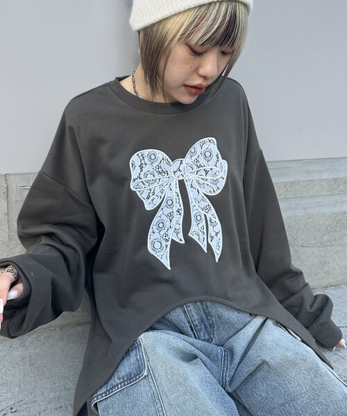 tシャツ Tシャツ リボンガーターベルトスウェット レディース 