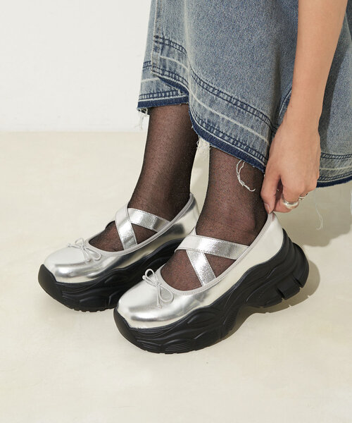 【美品】CIAOPANIC＊メリージェーンスニーカー CIAOPANIC スニーカー 厚底クロスリボンメリージェーン
