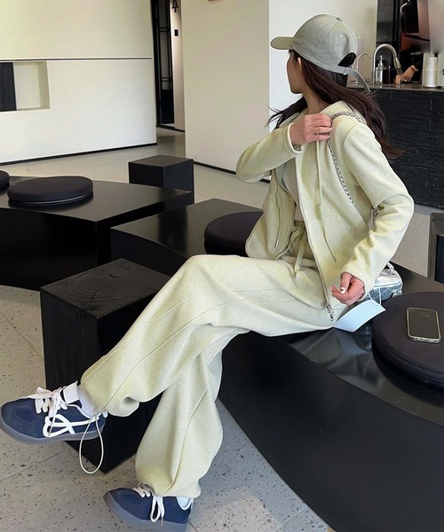 aimoha パーカー リラックス感溢れるフード付きジップアップシルエット