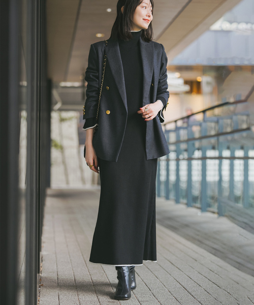 NOBLE 黒 ニット ロングワンピース NOBLE 「NOBLE」 ニットワンピース - ブラック レディース