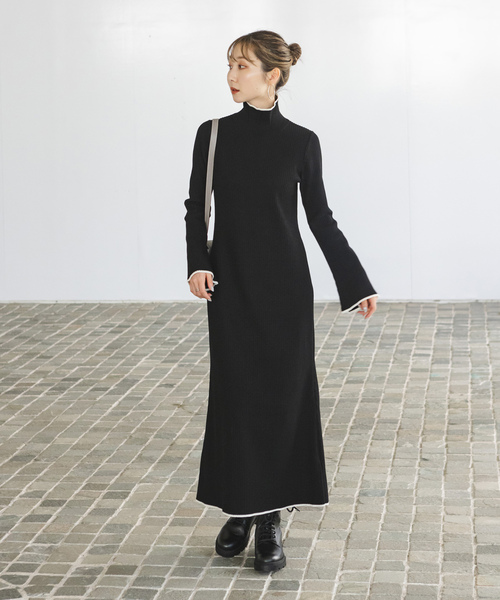 NOBLE 黒 ニット ロングワンピース NOBLE 「NOBLE」 ニットワンピース - ブラック レディース
