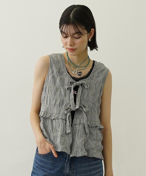 MILKFED.（ミルクフェド） タンクトップ ノースリーブ RIBBON FRILL 