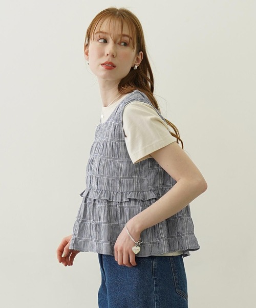 MILKFED.（ミルクフェド） タンクトップ ノースリーブ RIBBON FRILL