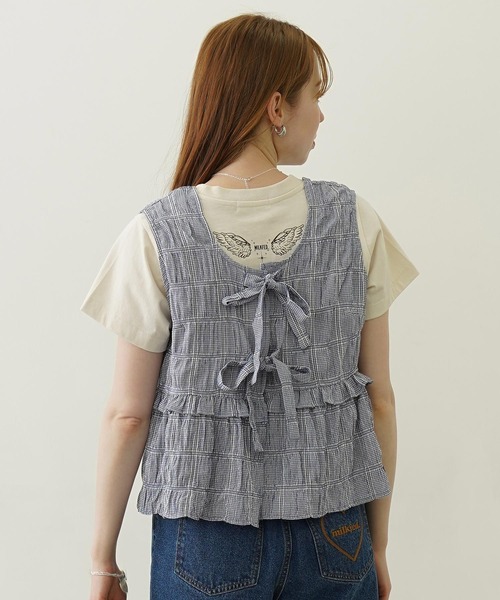 MILKFED.（ミルクフェド） タンクトップ ノースリーブ RIBBON FRILL