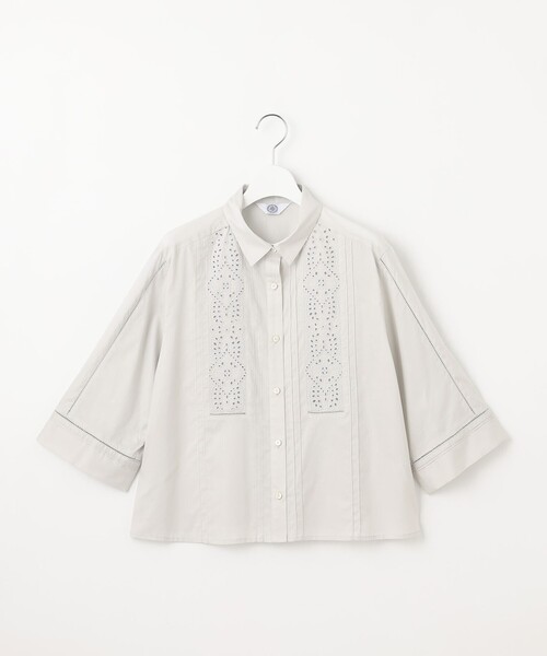 美品deres 刺繍　ホワイト　ブラウス　シャツ J.PRESS（J.プレス） ブラウス シャツ 「洗える」セルロースライト刺繍