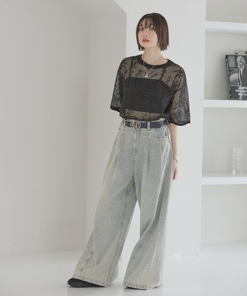 tシャツ 「UNISEX」フラワージャガードスポンジプルオーバー レディース メンズ Anui tシャツ 「UNISEX」フラワージャガードスポンジプル