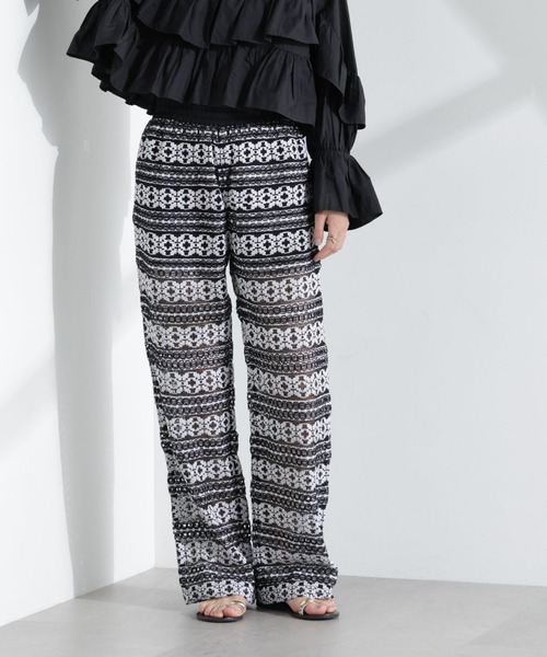 saraページ sara mallika パンツ Sara mallika/COTTON BORDER LACE PANTS