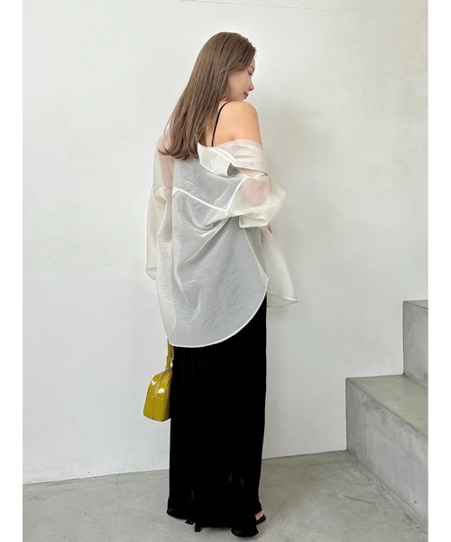 新品タグ付き✨24AW デパリエ　オーガンジーシャツ　シアー　チャコール 38 新品タグ付き✨24AW デパリエ オーガンジーシャツ シアー