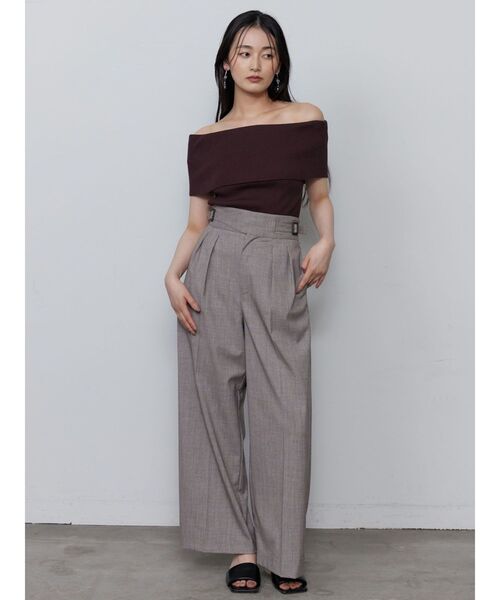 YILON yilon イロン リブ編みオフショルダーセーター LAGUNAMOON ニット セーター オフショルダーリブニットプル