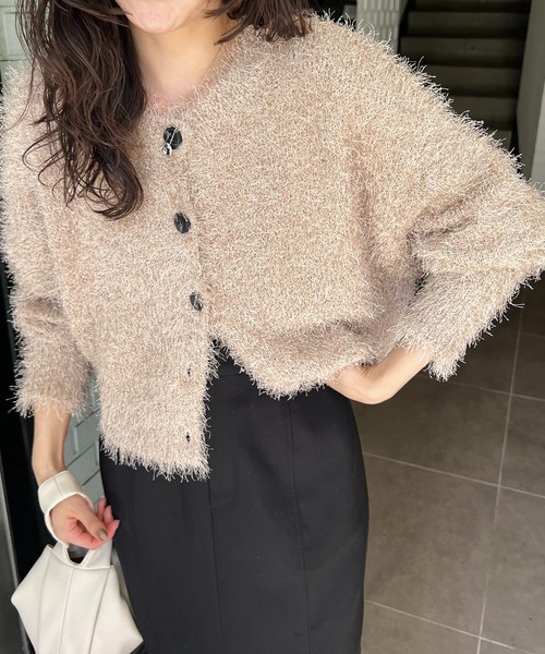 CAPRICIEUX LE'MAGE WフェイスZIPカーディガン　ベージュ CAPRICIEUX LE'MAGE WフェイスZIPカーディガン ベージュ CAPRICIEUX LE