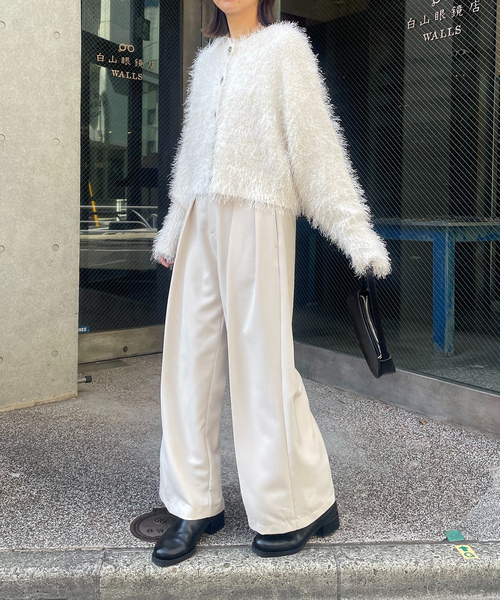 CAPRICIEUX LE'MAGE WフェイスZIPカーディガン　ベージュ CAPRICIEUX LE'MAGE（カプリシューレマージュ） ニットカーディガン