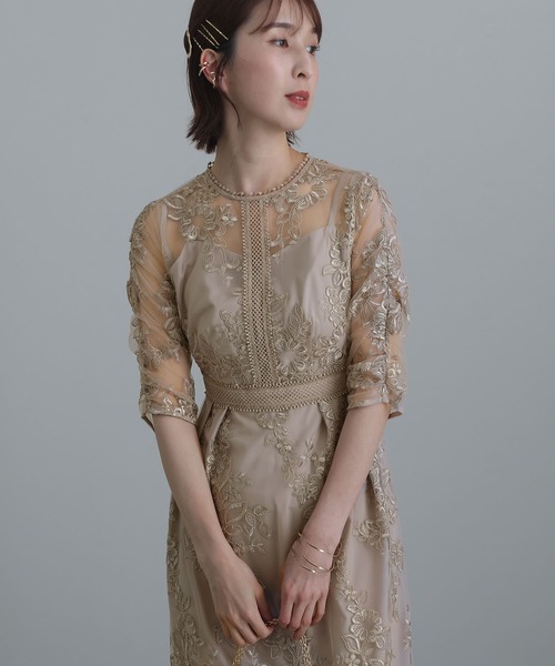 atlo 「atlo」 「PourVous」7分袖ワンピース X-LARGE ラベンダー