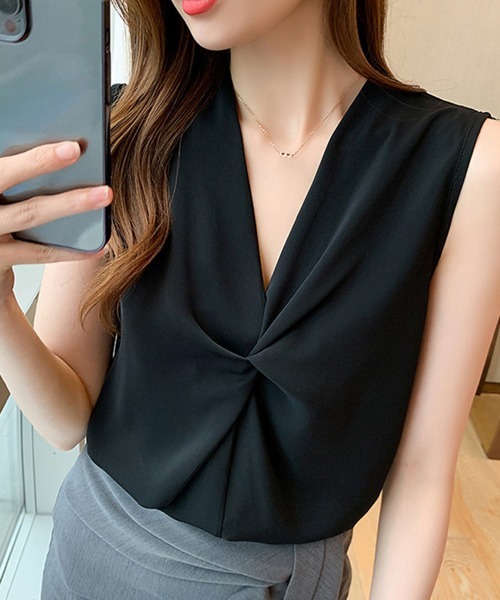 [Miniministore] [Yong Tong] безрукавка блуза X-LARGE черный женский 