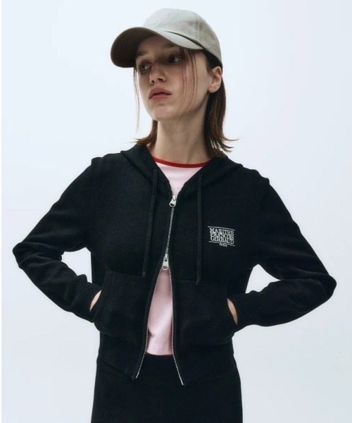 パーカー W CLASSIC LOGO CROP KNIT HOODIE ZIPUP レディース