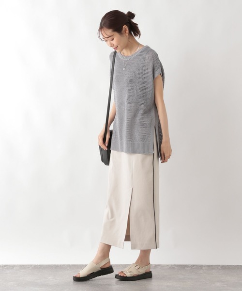 「GLOBAL WORK」 ロングスカート MEDIUM グレイッシュベージュ レディース_画像3