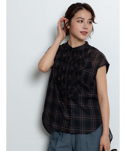 ブラウス シャツ frayline check shirt レディース Te chichi ブラウス シャツ チェックラインフリルブラウス