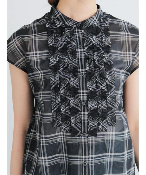 ブラウス シャツ frayline check shirt レディース GLOBAL WORK ブラウス シャツ MATINEE LINE/チェックフリル