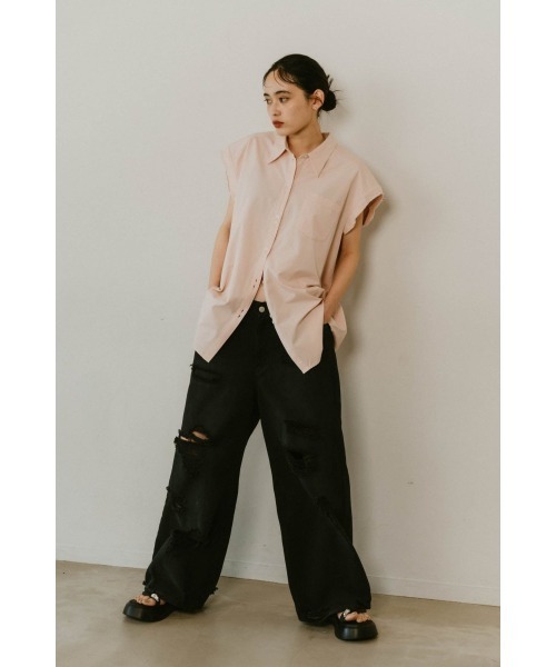 Knuth Marf（クヌースマーフ） ブラウス シャツ stripe label nosleeve 