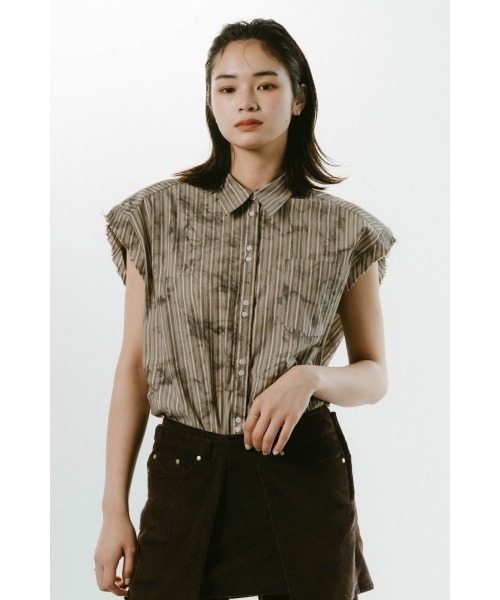 Knuth Marf（クヌースマーフ） ブラウス シャツ stripe label nosleeve 