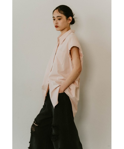 Knuth Marf（クヌースマーフ） ブラウス シャツ stripe label nosleeve 