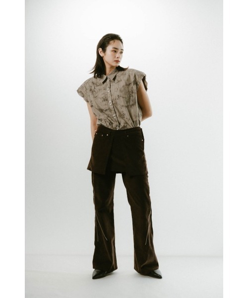 Knuth Marf（クヌースマーフ） ブラウス シャツ stripe label nosleeve 