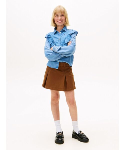 ラッフルロングスリーブトップス TOMMY HILFIGER ブラウス シャツ GIRLS ラッフルロングスリーブ