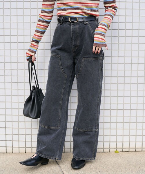 「FREAK'S STORE」 加工デニムパンツ MEDIUM ブルー レディース