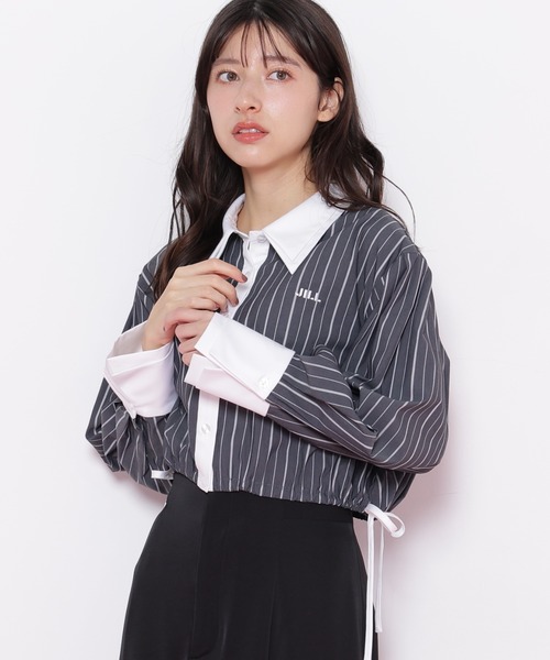 シャツ/ブラウス(長袖/七分) Swankiss RS side ribbon cotton TOPS Swankiss（スワンキス）の「HN girly ribbon TOPS（シャツ/ブラウス