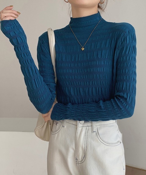 René ❤︎リブ編み 長袖セーター ReRe ニット セーター 縦リブ編みニットトップス レディース