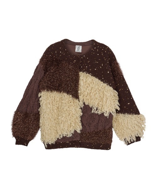 Ameri（アメリ） カーディガン UND MIX YARN PATCHWORK KNIT CARDIGAN