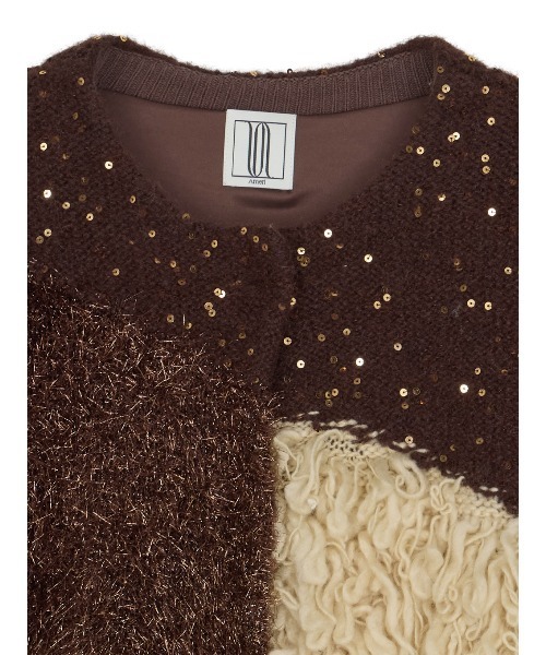 Ameri（アメリ） カーディガン UND MIX YARN PATCHWORK KNIT CARDIGAN