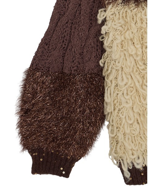 Ameri（アメリ） カーディガン UND MIX YARN PATCHWORK KNIT CARDIGAN