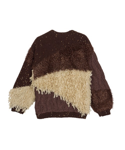 新品タグ付きAMERI　パッチワークニットカーデ Ameri（アメリ） カーディガン UND MIX YARN PATCHWORK KNIT CARDIGAN