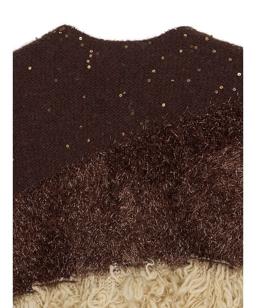 Ameri（アメリ） カーディガン UND MIX YARN PATCHWORK KNIT CARDIGAN