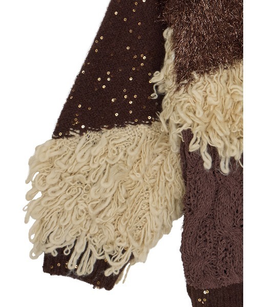 トップス AMERI MIX YARN PATCHWORK KNIT CARDIGAN UND MIX YARN PATCHWORK KNIT CARDIGAN