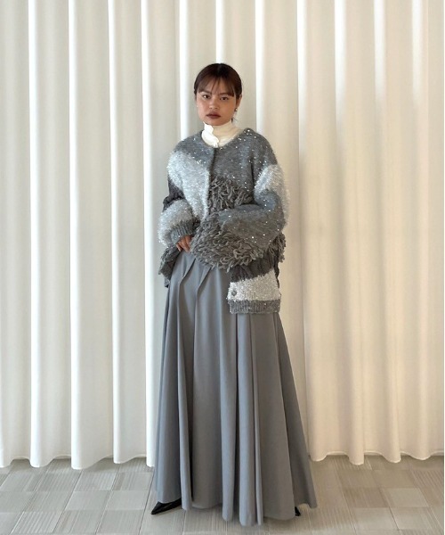 Ameri（アメリ） カーディガン UND MIX YARN PATCHWORK KNIT CARDIGAN